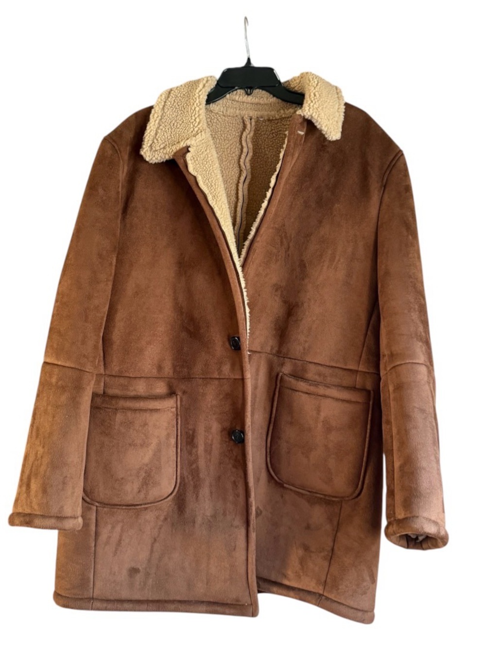 Lauren Ralph Lauren Brown Shearling-Lined Suede Coat